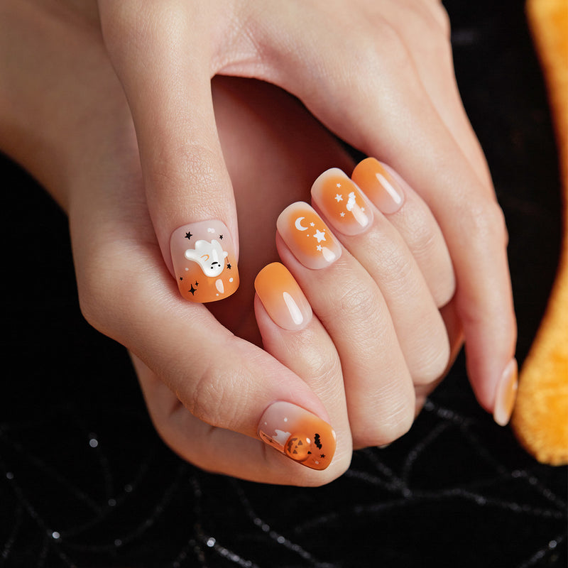 [HALLOWEEN] MAGIC PRESS NAIL - PUMPKIN GHOST