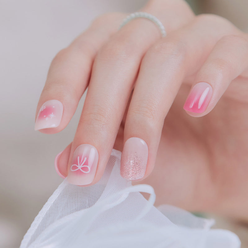 [ALLEY] MAGIC PRESS NAIL - PINKY RIBBON