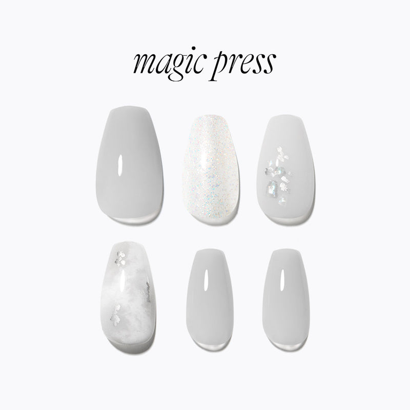 [DRAWING HEART] MAGIC PRESS NAIL - GREYISH MARBLE