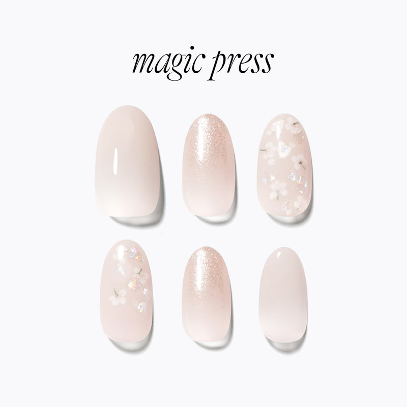 [WHITE FLORAL] MAGIC PRESS NAIL - WHITE FLORAL