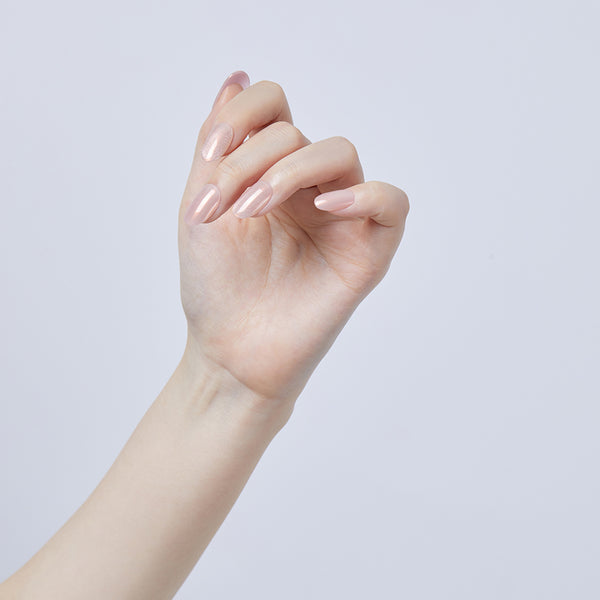 [WHITE FLORAL] MAGIC PRESS NAIL - PEARLY ROSE GOLD