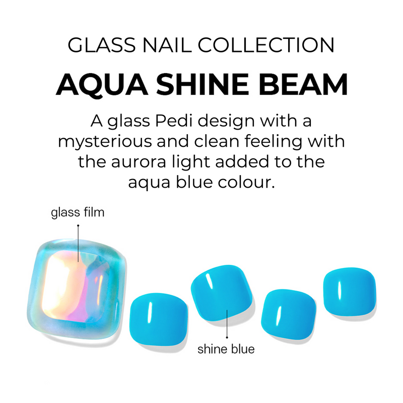[GLASS NAIL COLLECTION] MAGIC PRESS PEDI - AQUA SHINE BEAM