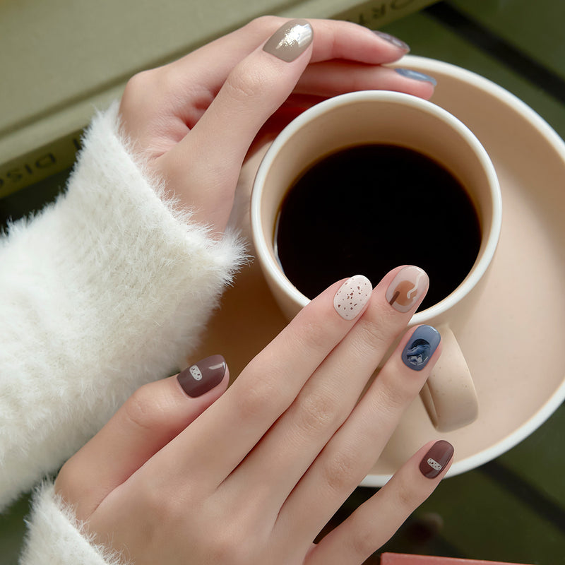 [COLORFUL LATTE] GLOSS GEL NAIL STICKER - WOODY SCENT