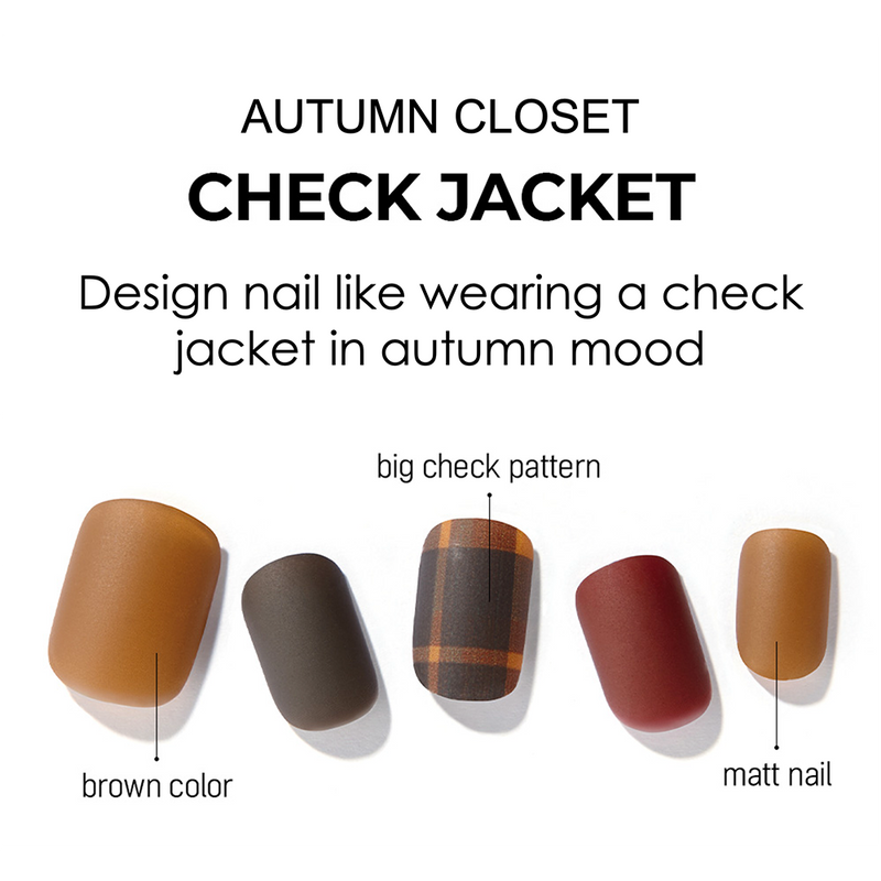 [AUTUMN CLOSET] GLOSS GEL NAIL STICKER - CHECK JACKET