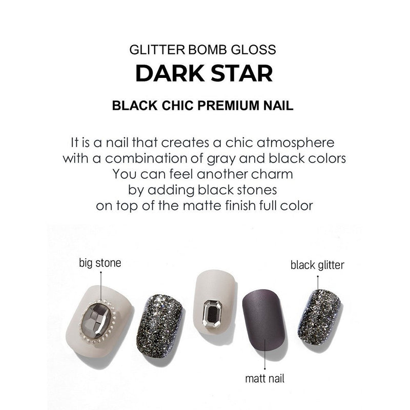 [GLITTER BOMB] GLOSS GEL NAIL STICKER - DARK STAR