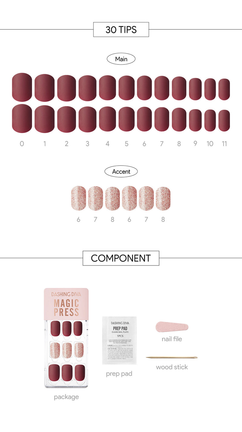 [ROYAL PALACE] MAGIC PRESS NAIL - DAZZLING BURGUNDY