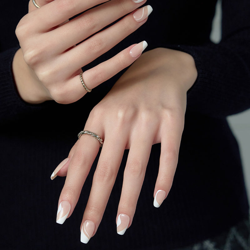 [CHIC COFFIN] MAGIC PRESS NAIL - WHITE SWIRL