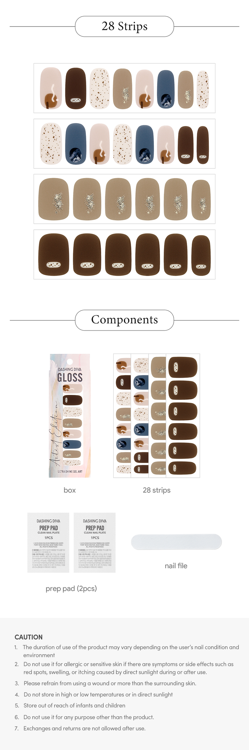 [COLORFUL LATTE] GLOSS GEL NAIL STICKER - WOODY SCENT