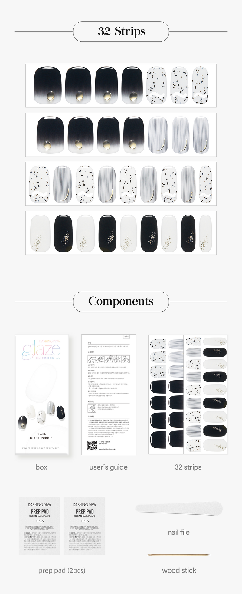 [ROMANTIC MARBLE] GLAZE GEL NAIL – BLACK PEBBLE